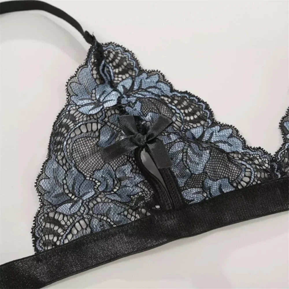 Black Sexy Erotic 2 Piece Lace Lingerie Set
